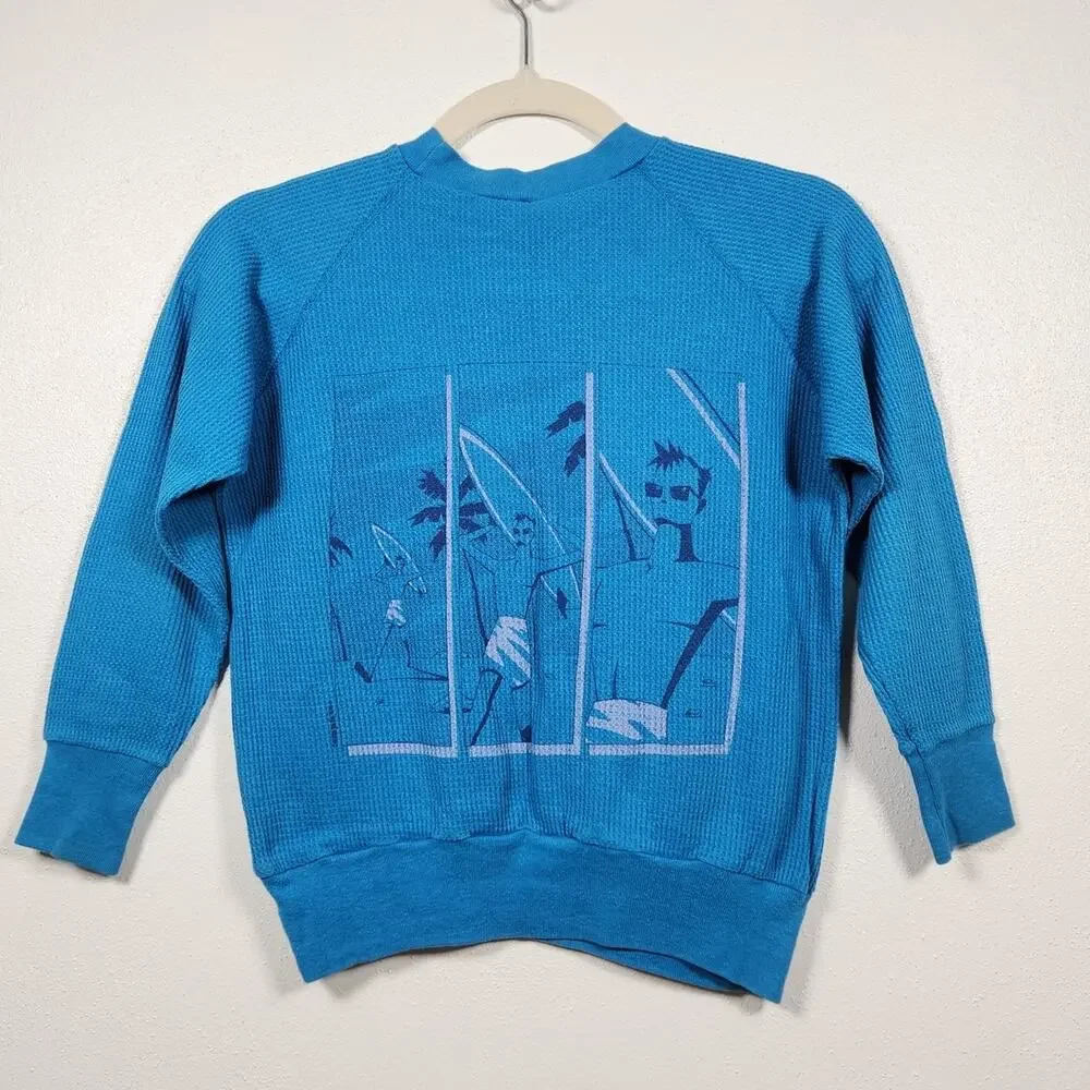Vintage 80s Ocean Pacific Double Sided Youth Surf Long Sleeve Sweatshirt Skate